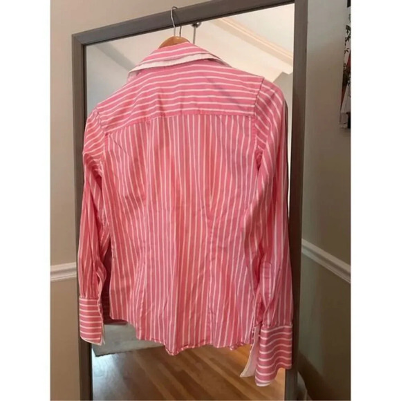 Brooks Brothers Petite Fitted Stretch Pink Striped Petite 4 - Picture 5 of 5